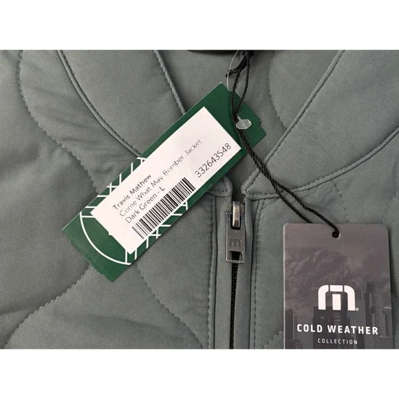 NWT Travis Mathew Men Large Come What May Green Quilted Bomber Jacket $ 189.00 - Picture 3 of 10